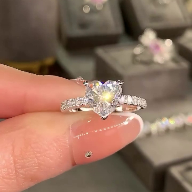 Heart Cut Diamond White Engagement Ring in 925 Sterling Silver