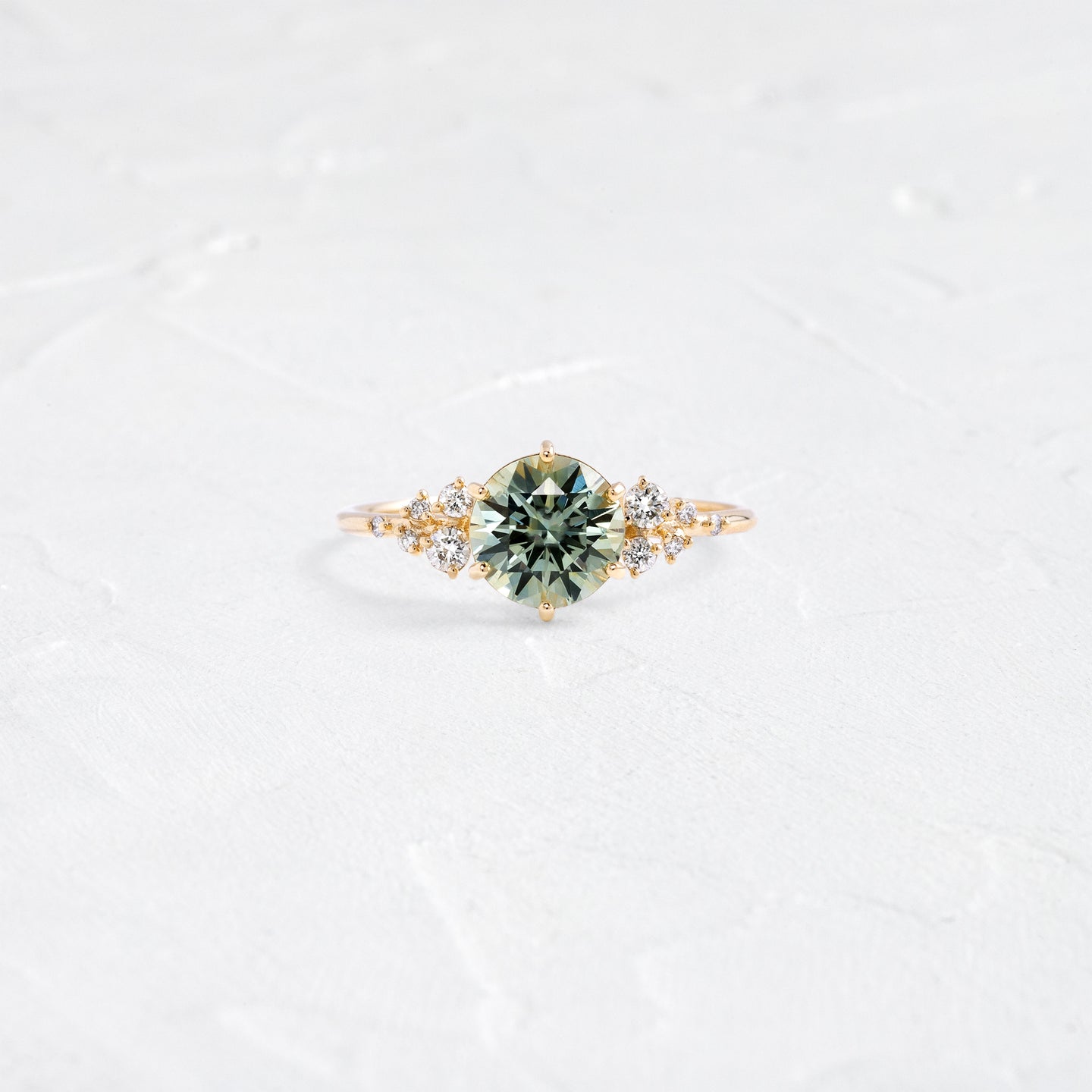 Round Cut Peridot Green 925 Sterling Silver Yellow Gold Classic Engagement Ring