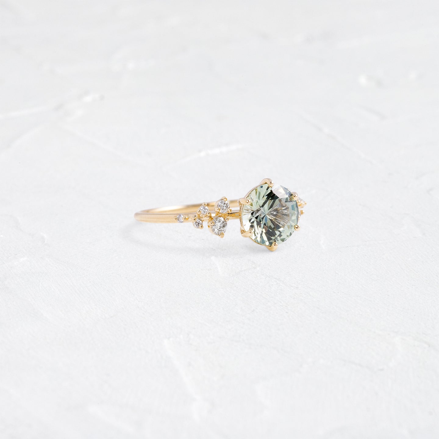 Round Cut Peridot Green 925 Sterling Silver Yellow Gold Classic Engagement Ring