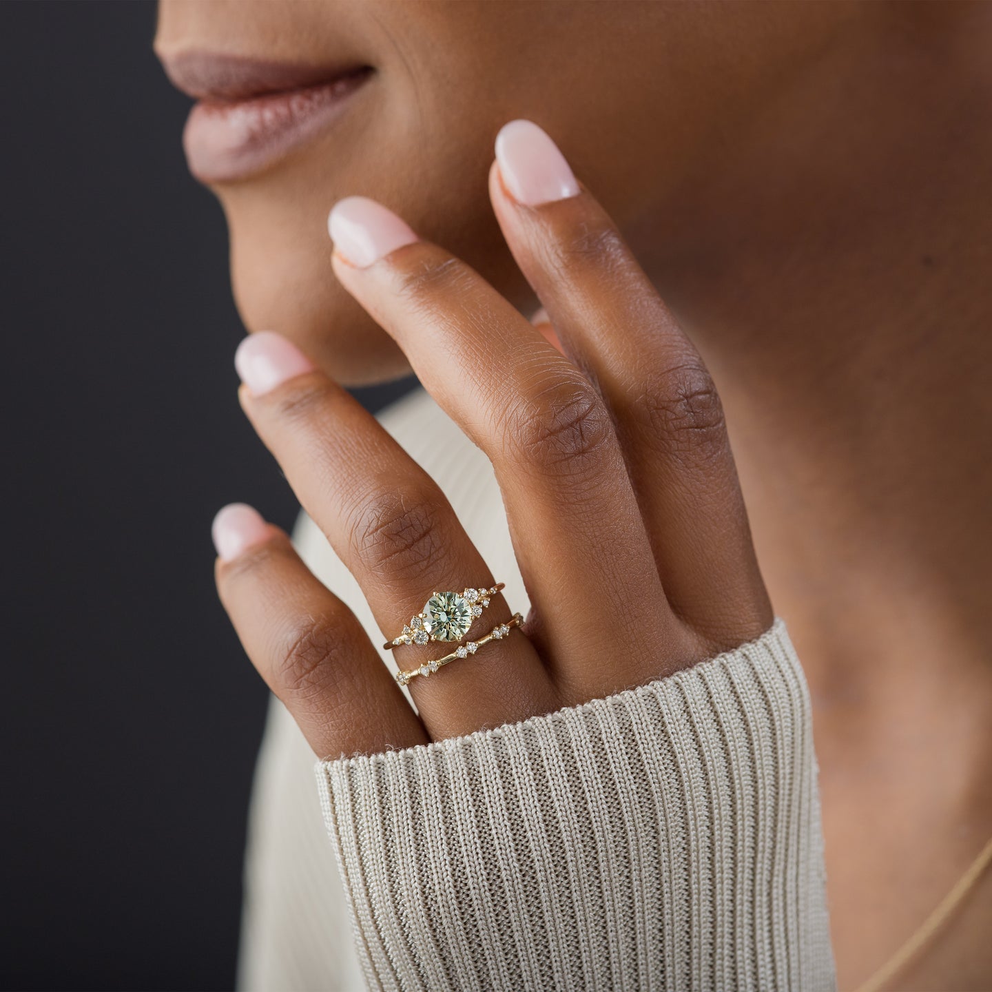 Round Cut Peridot Green 925 Sterling Silver Yellow Gold Classic Engagement Ring