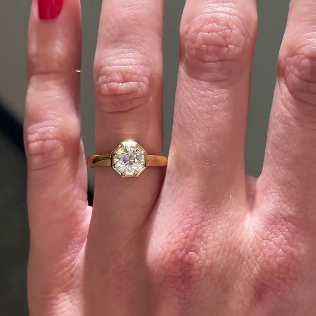 Round Cut Diamond White 925 Sterling Silver Yellow Gold Solitaire Engagement Ring