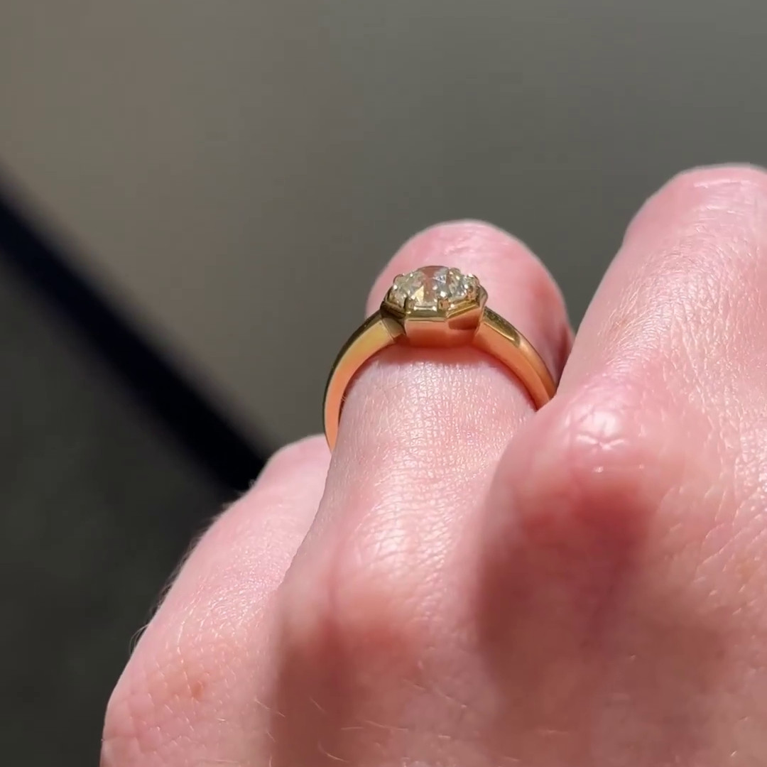 Round Cut Diamond White 925 Sterling Silver Yellow Gold Solitaire Engagement Ring