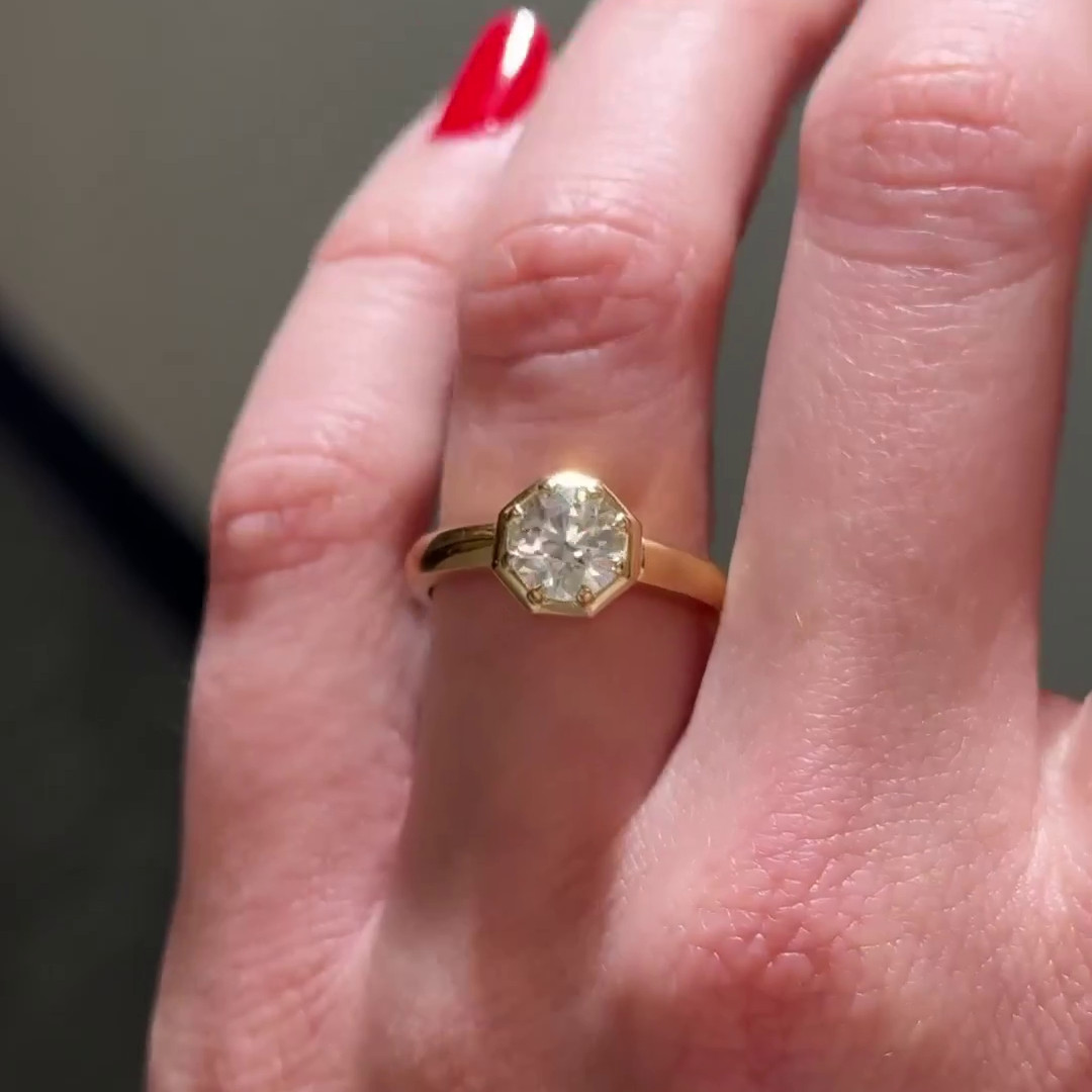 Round Cut Diamond White 925 Sterling Silver Yellow Gold Solitaire Engagement Ring