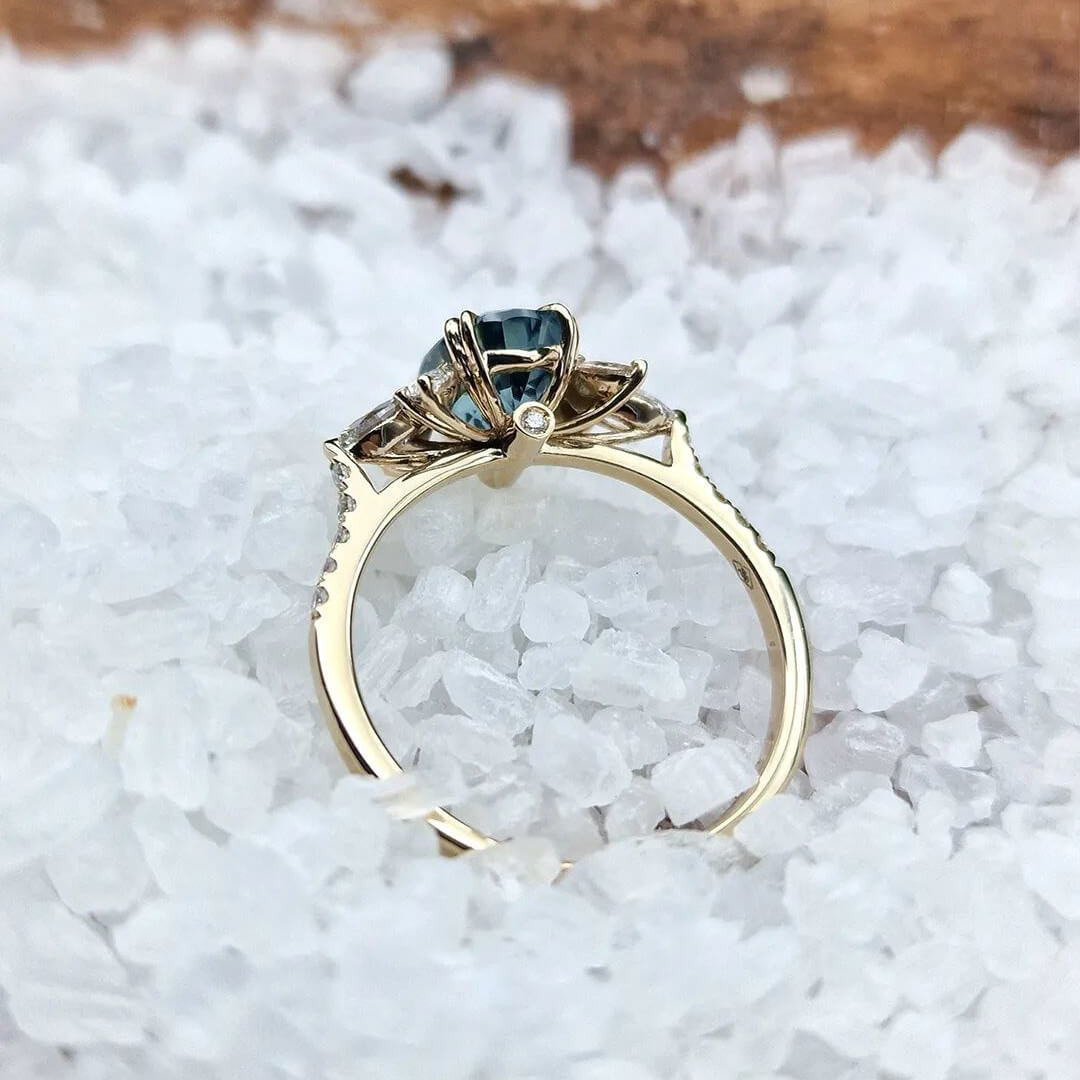 Oval Cut Emerald Sterling Silver Yellow Gold Engagement Ring