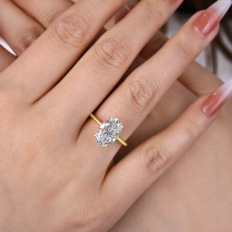 Oval Cut Diamond White Sterling Silver Engagement Ring