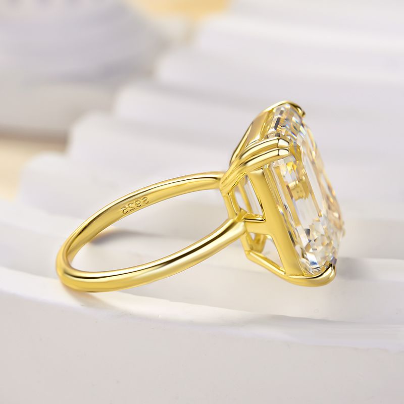 Emerald Cut Diamond White Sterling Silver Solitaire Engagement Ring