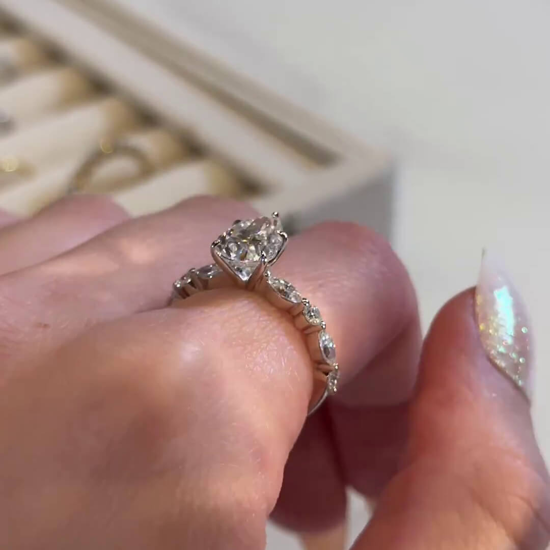 Pear Cut Diamond White Sterling Silver Classic Engagement Ring