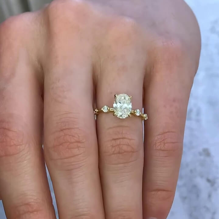 Oval Cut Diamond White Sterling Silver Yellow Gold Classic Engagement Ring