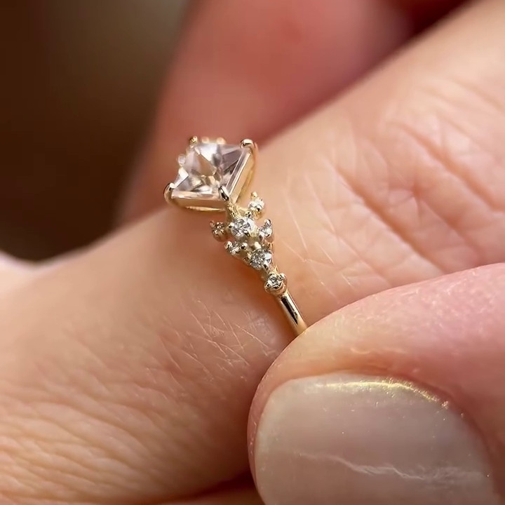 Princess Cut Diamond White Sterling Silver Yellow Gold Engagement Ring