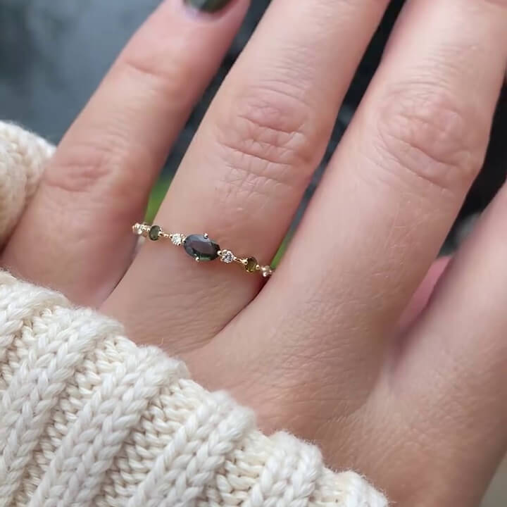 Oval Cut Emerald Green Sterling Silver Yellow Gold Engagement Ring