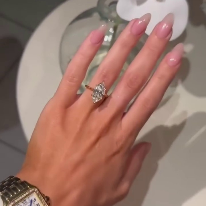 Marquise Cut Diamond White Sterling Silver Yellow Gold Engagement Ring