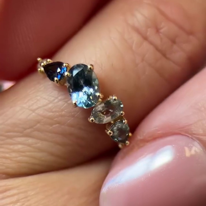 Oval Cut Aquamarine Blue Sterling Silver Yellow Gold Engagement Ring