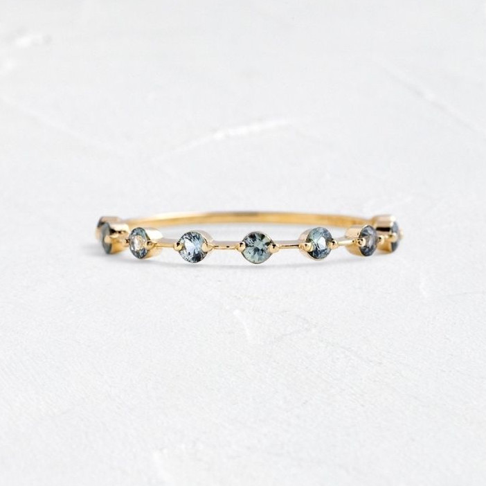 Round Cut Aquamarine Blue Sterling Silver Engagement Ring