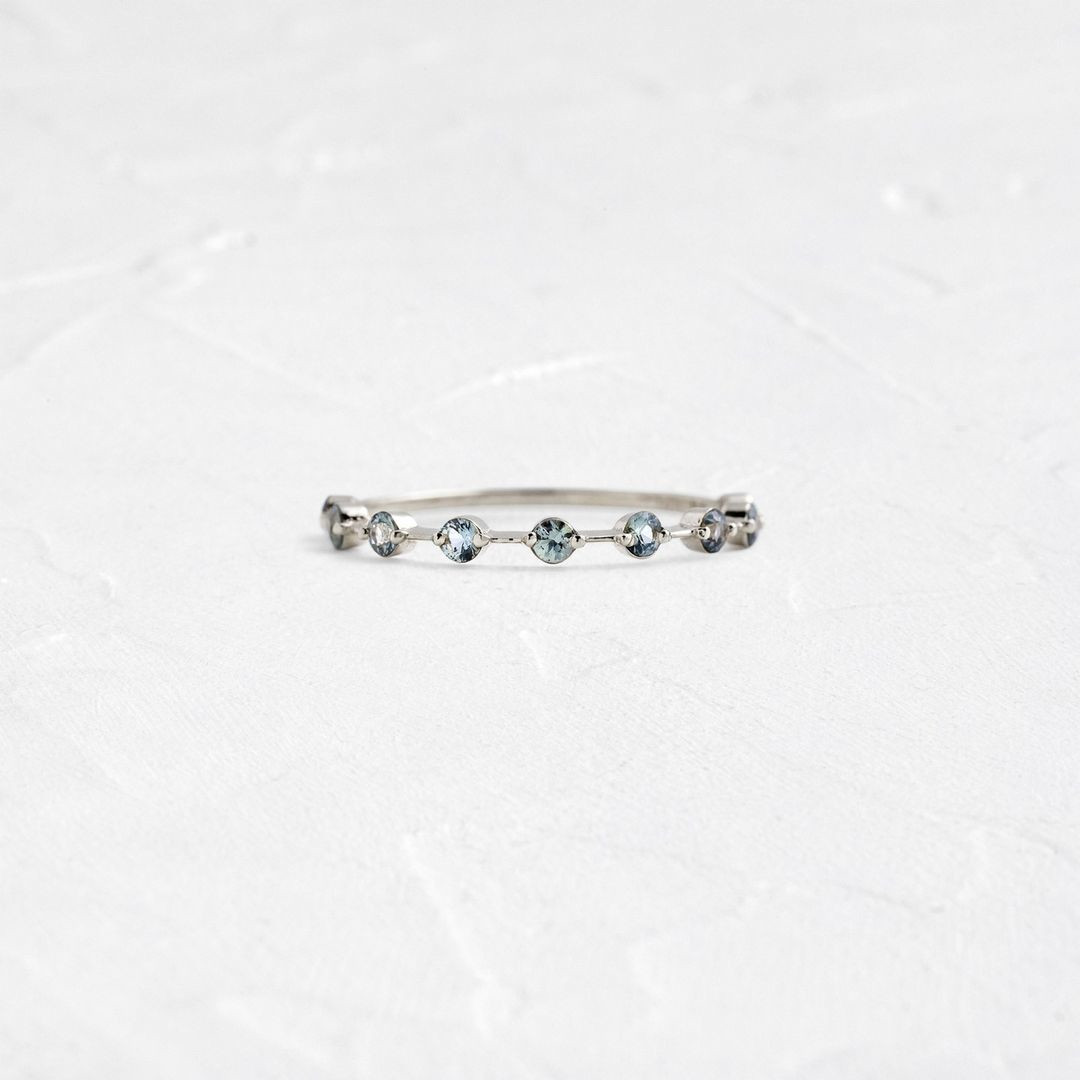 Round Cut Aquamarine Blue Sterling Silver Engagement Ring