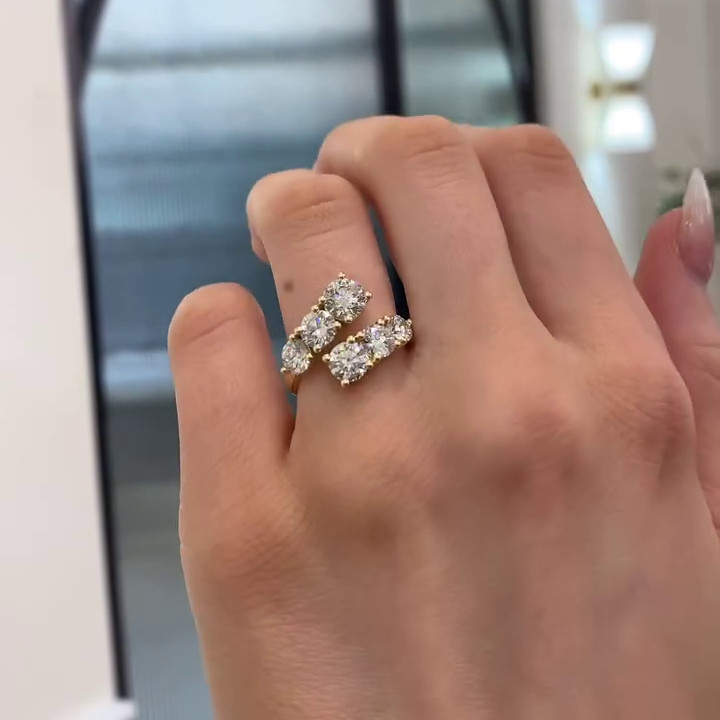 Round Cut Diamond White Sterling Silver Yellow Gold Engagement Ring