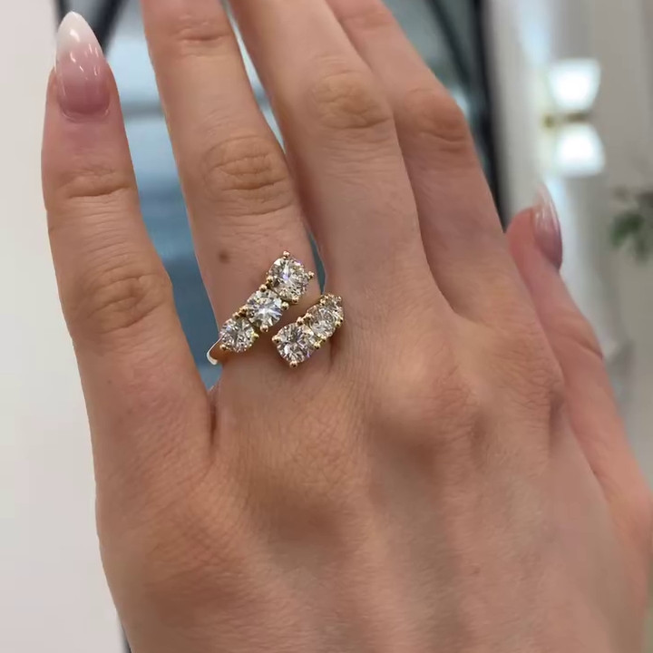 Round Cut Diamond White Sterling Silver Yellow Gold Engagement Ring