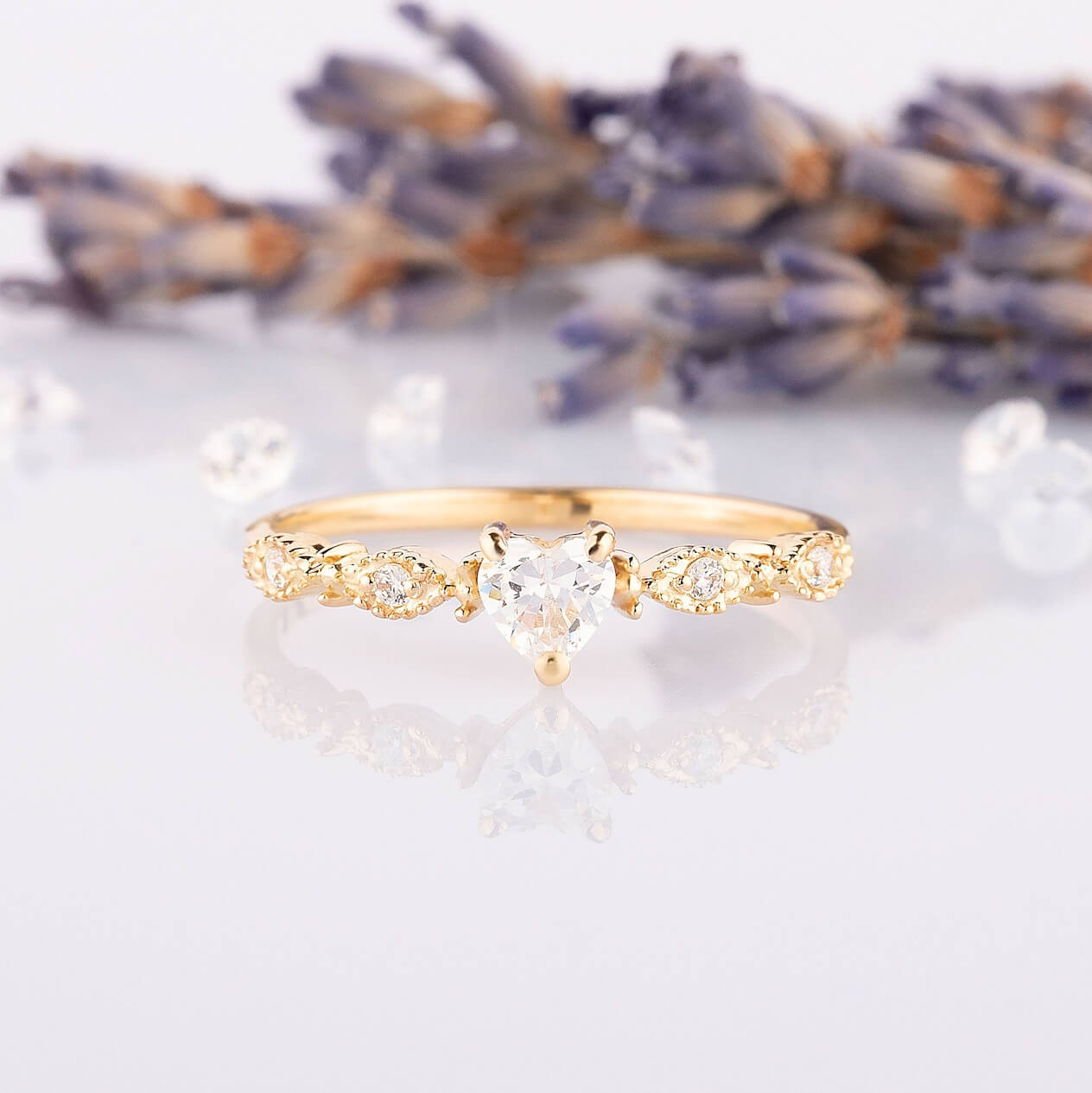 Heart Cut Diamond White Sterling Silver Engagement Ring