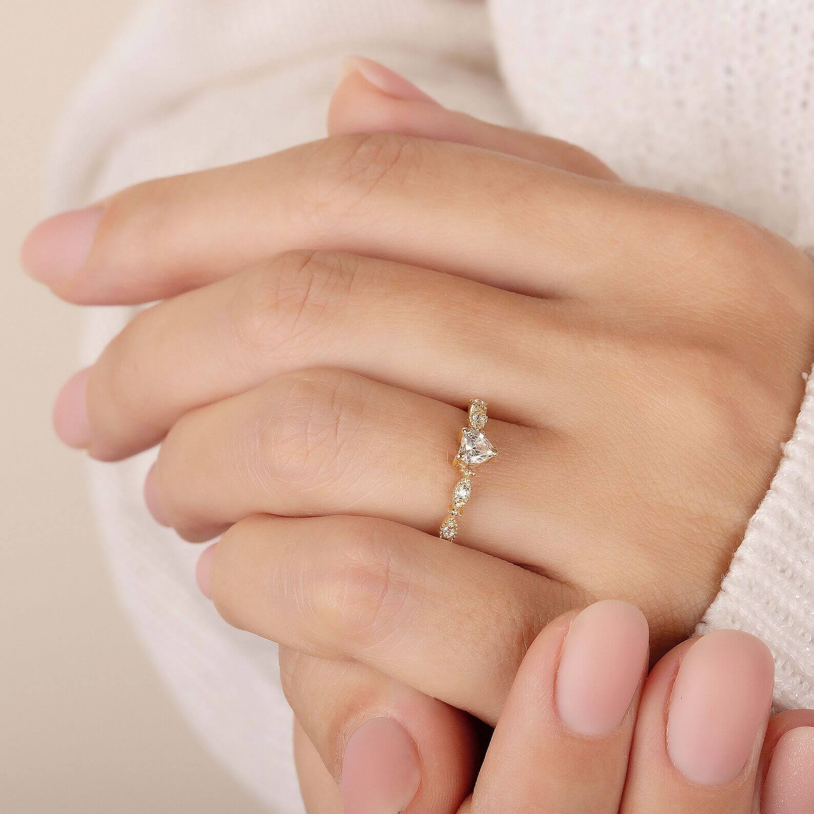 Heart Cut Diamond White Sterling Silver Engagement Ring