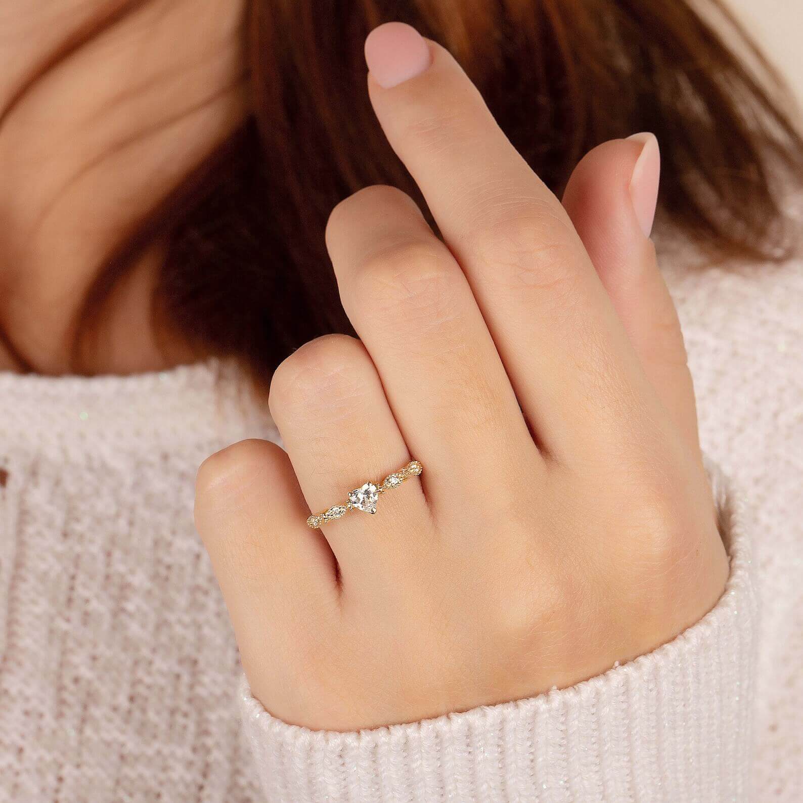 Heart Cut Diamond White Sterling Silver Engagement Ring