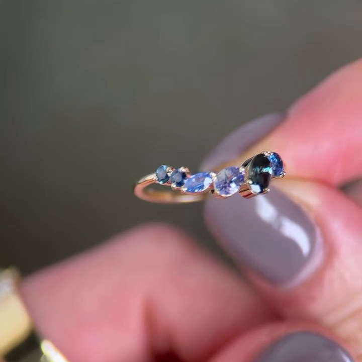 Oval Cut Sapphire Blue Sterling Silver Rose Gold Engagement Ring
