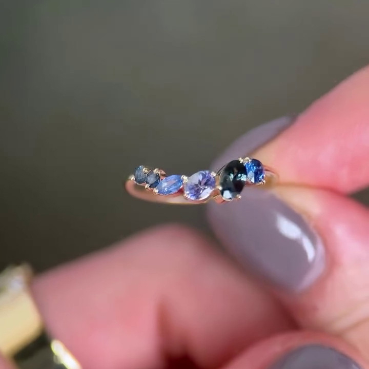 Oval Cut Sapphire Blue Sterling Silver Rose Gold Engagement Ring