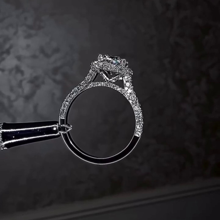 Cushion Cut Diamond White Sterling Silver Halo Engagement Ring