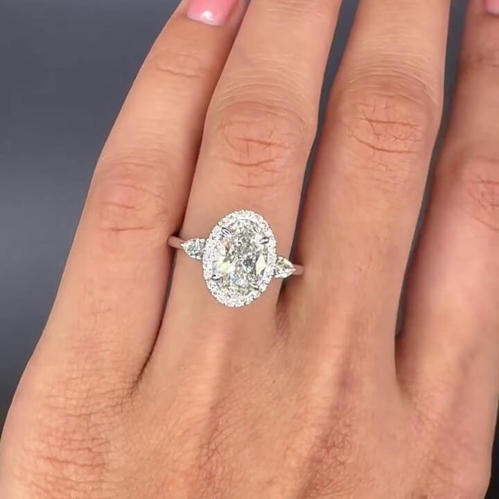 Oval Cut Diamond White Sterling Silver Halo Engagement Ring