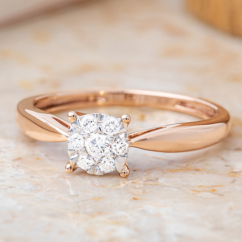 Round Cut Diamond White Sterling Silver Halo Engagement Ring