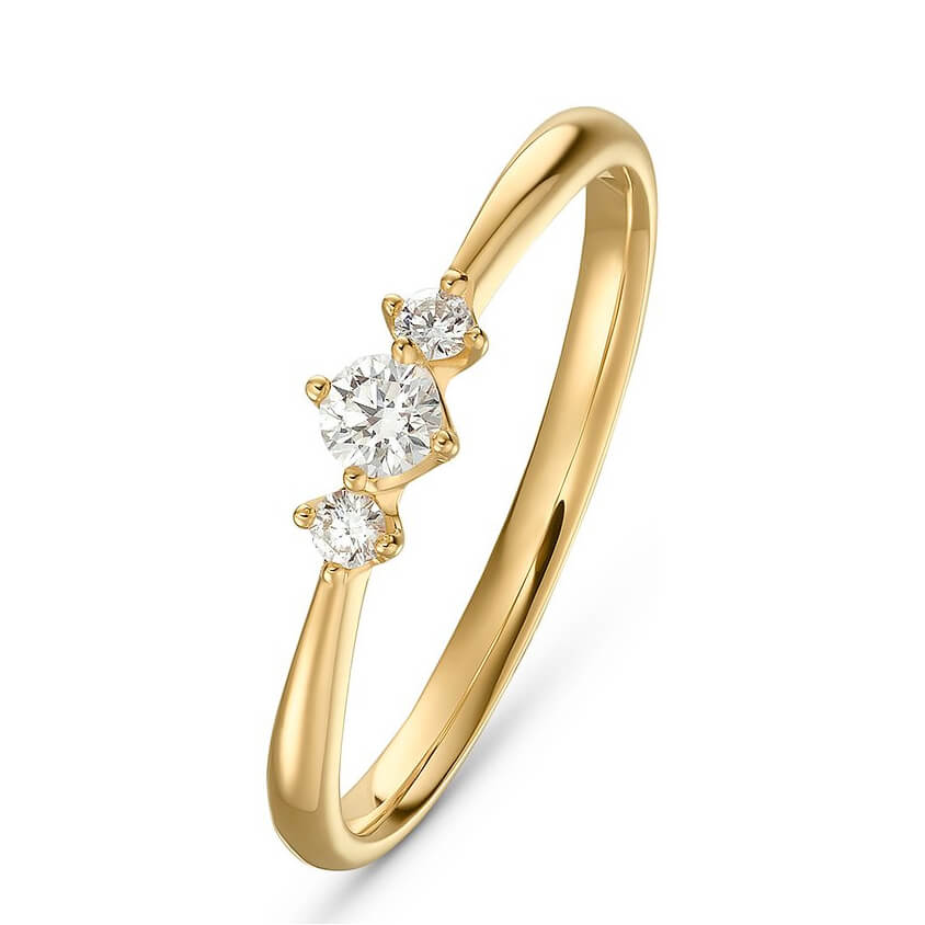 Round Cut Diamond White Sterling Silver 3-Stone Engagement Ring