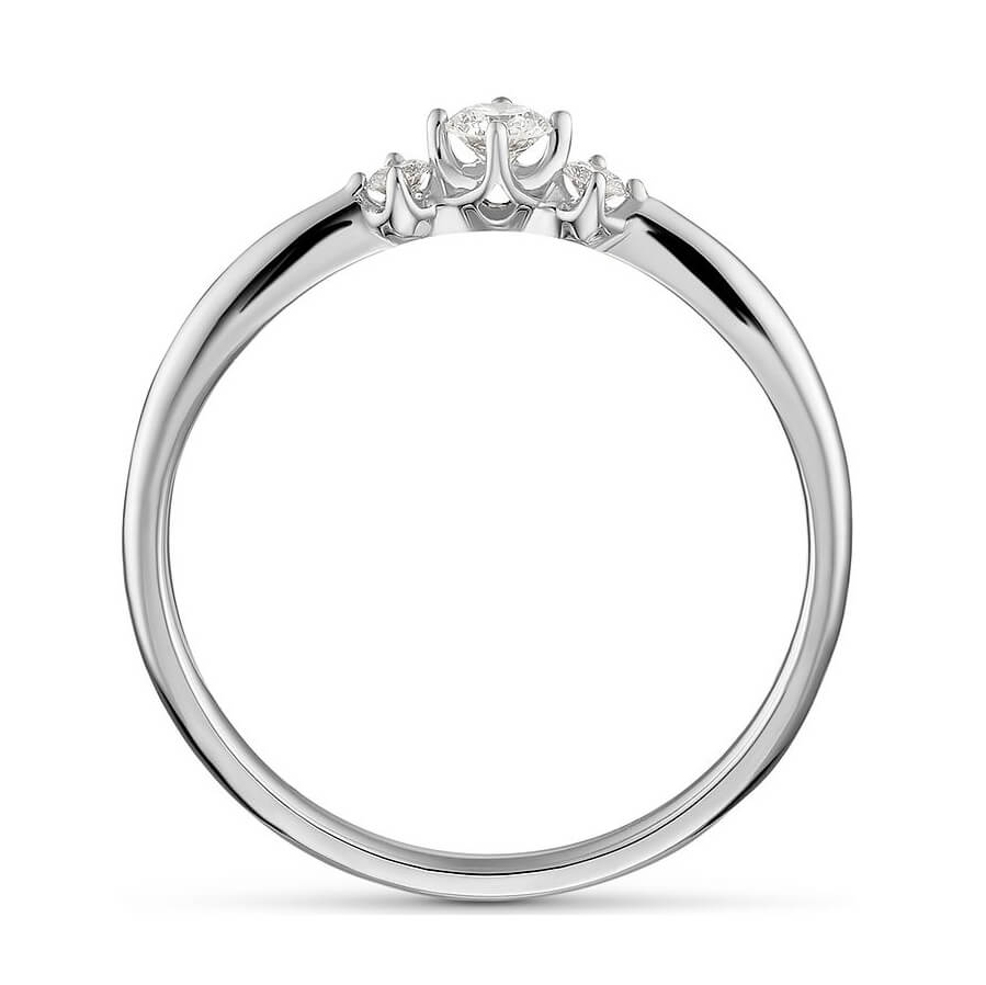 Round Cut Diamond White Sterling Silver 3-Stone Engagement Ring