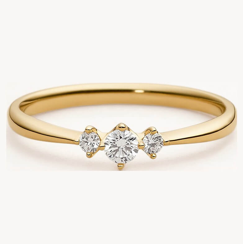 Round Cut Diamond White Sterling Silver 3-Stone Engagement Ring