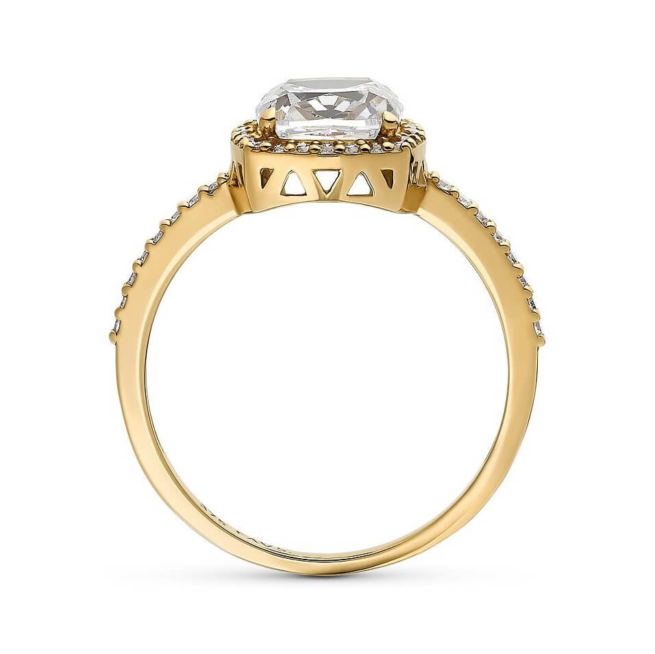 Cushion Cut Diamond White Sterling Silver Halo Engagement Ring