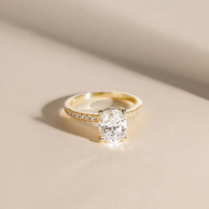 Oval Cut Diamond White Sterling Silver Classic Engagement Ring