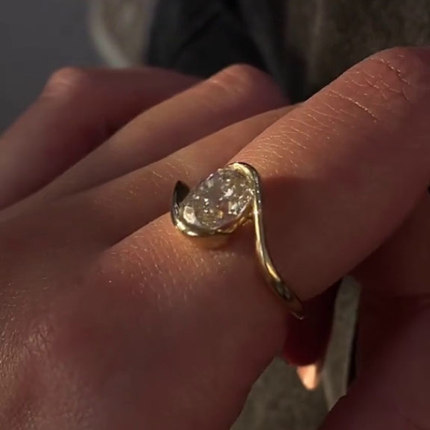 Oval Cut Diamond White 925 Sterling Silver Yellow Gold Solitaire Engagement Ring