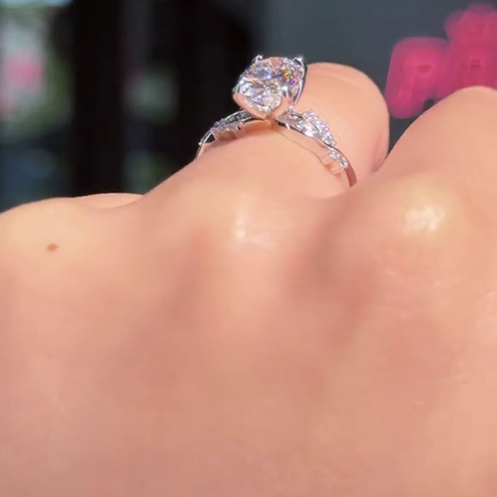 Oval Cut Diamond White 925 Sterling Silver Engagement Ring