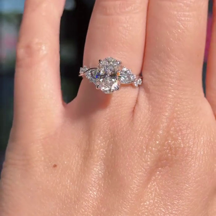 Oval Cut Diamond White 925 Sterling Silver Engagement Ring