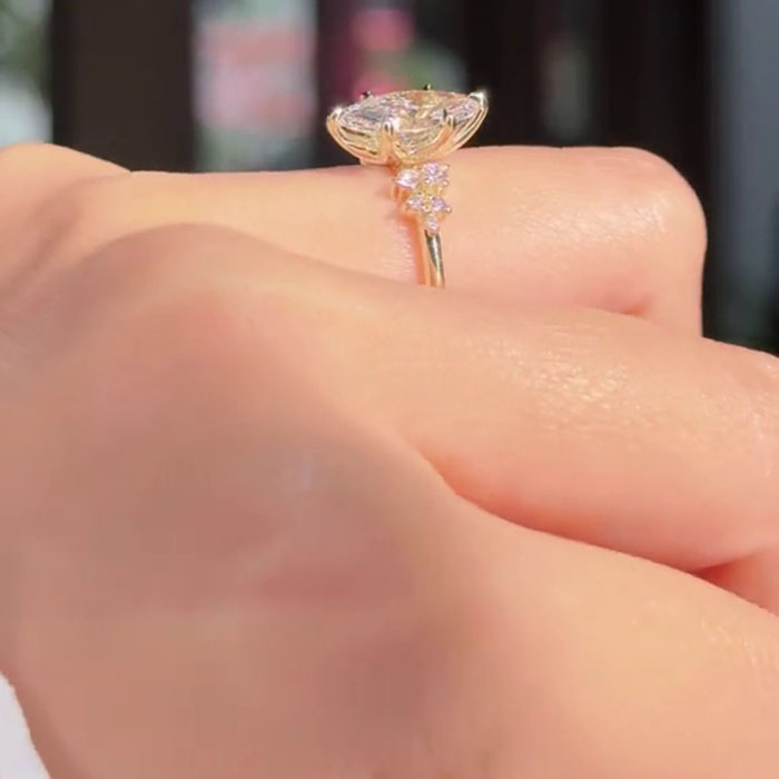 Marquise Cut Diamond White 925 Sterling Yellow Gold Engagement Ring