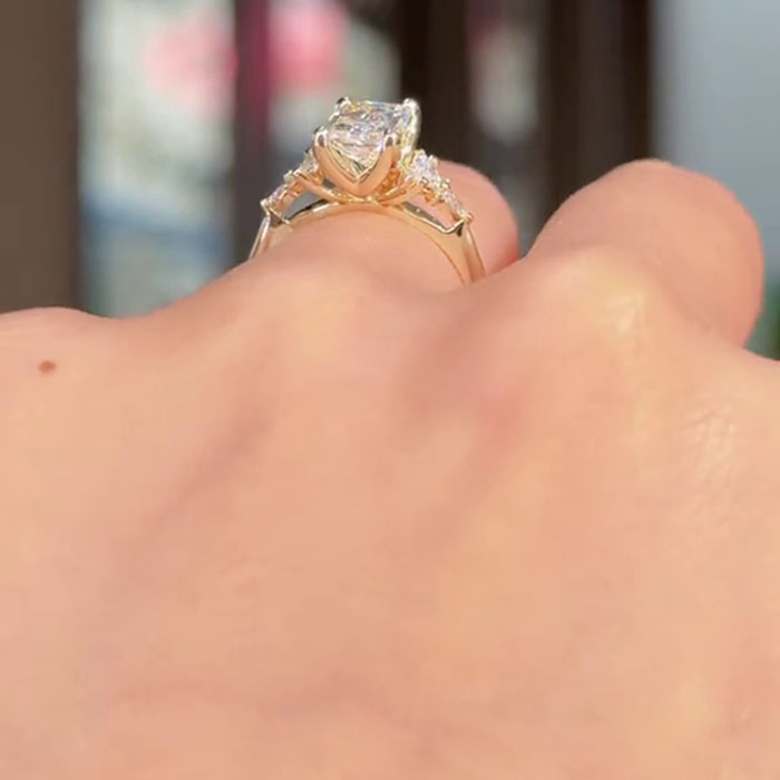 Radiant Cut Diamond White 925 Sterling Yellow Gold 3-Stone Engagement Ring