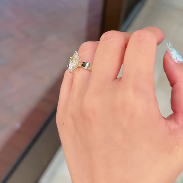 Marquise Cut Diamond White 925 Sterling Yellow Gold Engagement Ring