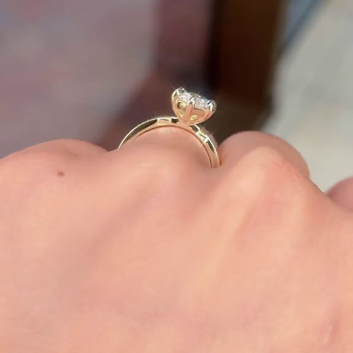 Marquise Cut Diamond White 925 Sterling Yellow Gold Engagement Ring