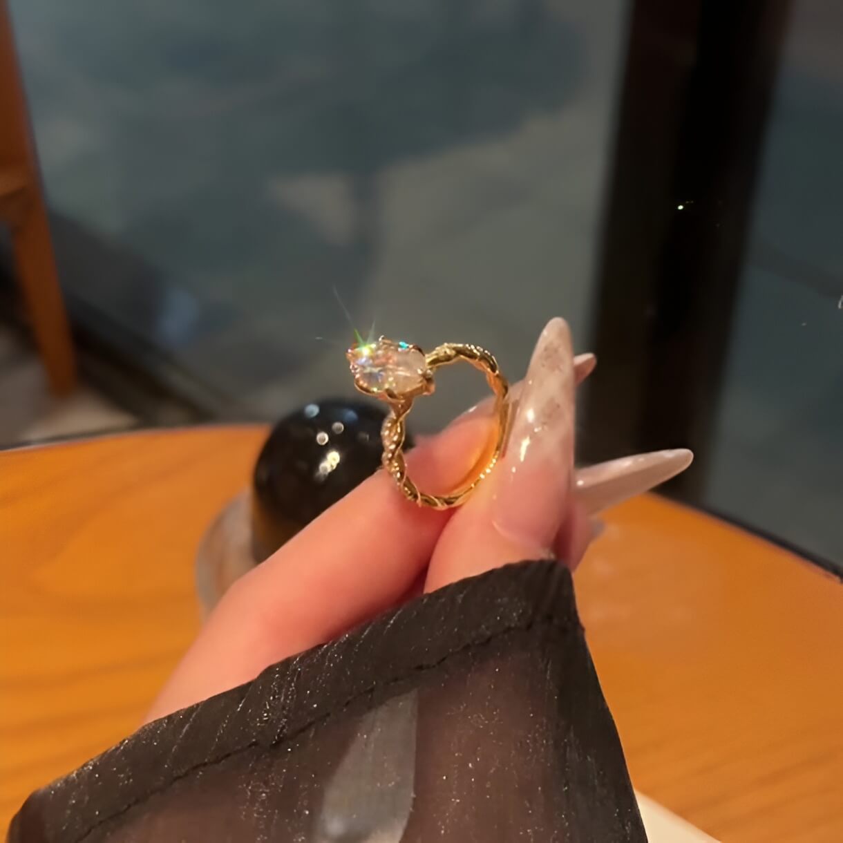 Marquise Cut Diamond White Sterling Silver Yellow Gold Intertwined Engagement Ring