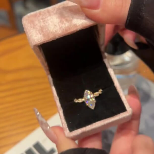 Marquise Cut Diamond White Sterling Silver Yellow Gold Intertwined Engagement Ring