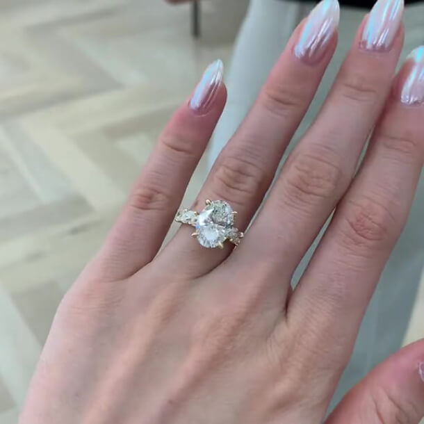 Oval Cut Diamond White Sterling Silver Yellow Gold Engagement Ring