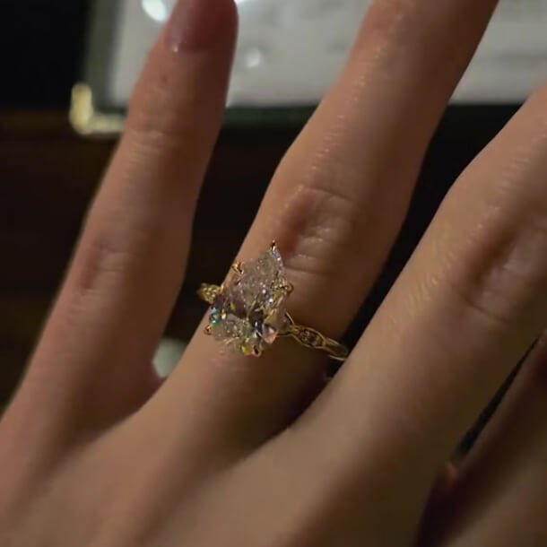 Pear Cut Diamond White Sterling Silver Yellow Gold Classic Engagement Ring