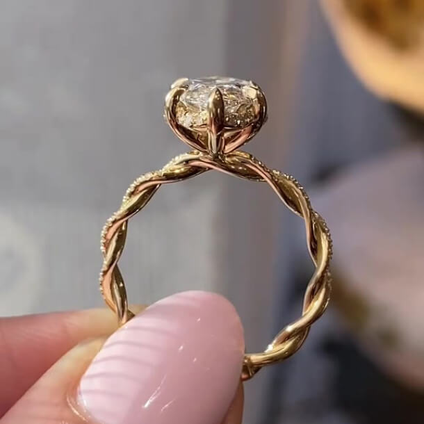 Marquise Cut Diamond White Sterling Silver Yellow Gold Intertwined Halo Engagement Ring