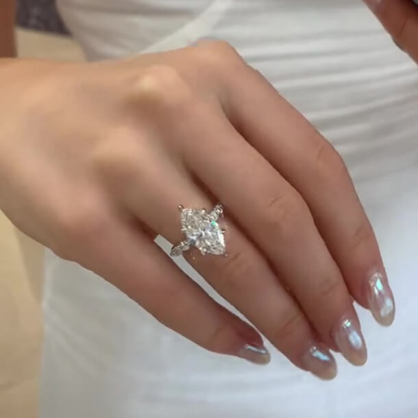 Marquise Cut Diamond White Sterling Silver Engagement Ring