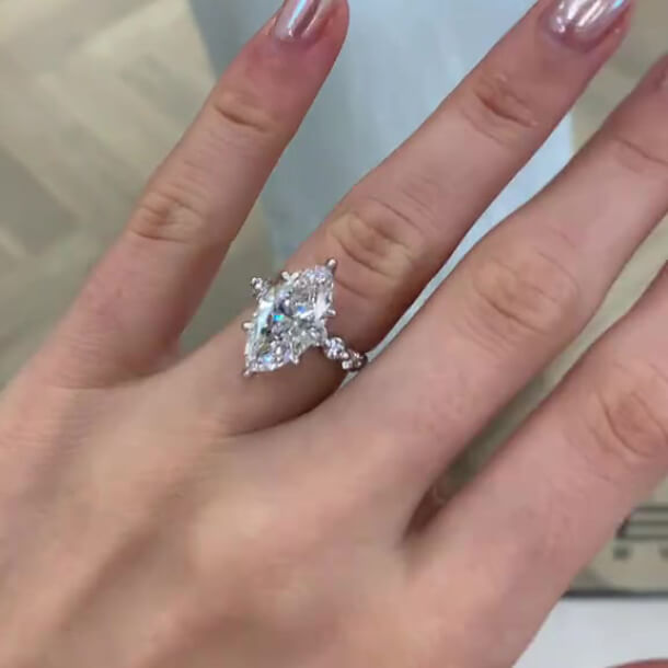 Marquise Cut Diamond White Sterling Silver Engagement Ring