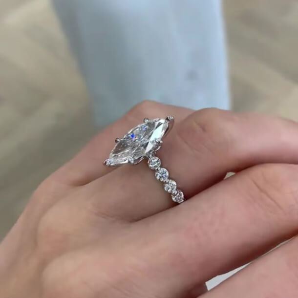 Marquise Cut Diamond White Sterling Silver Engagement Ring