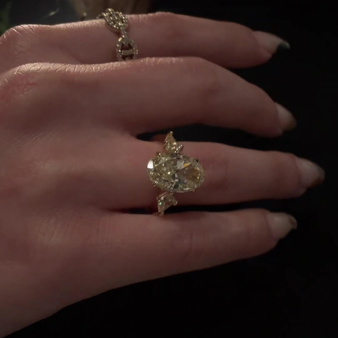 Oval Cut Citrine Yellow Sterling Silver Yellow Gold 3-Stone Engagement Ring