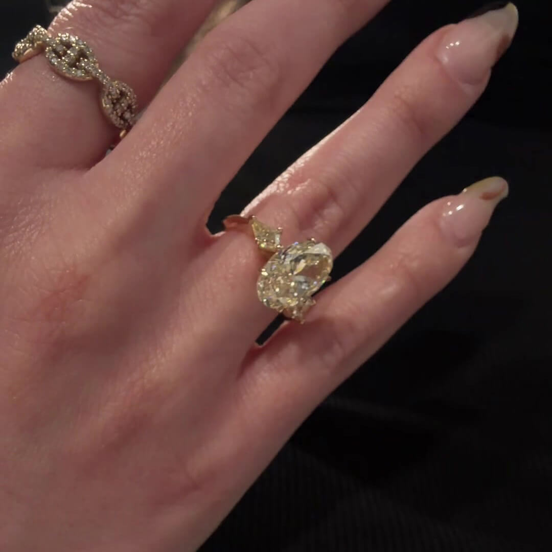 Oval Cut Citrine Yellow Sterling Silver Yellow Gold 3-Stone Engagement Ring